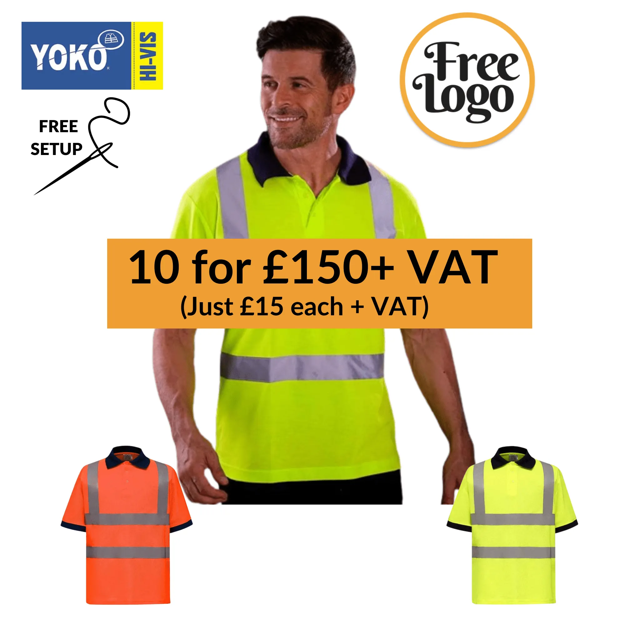 10 For £150 Yoko Hi-Vis Polo Shirt