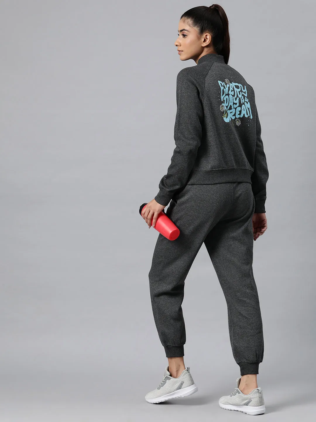 Alcis Women Typography Print Mid-Rise Tracksuit
