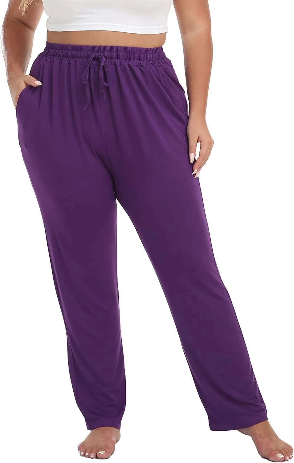 Cheapestbuy Women's Plus Size Comfy Lounge Pants Active Yoga Sweatpants Casual Stretchy Jogger Pants with Pockets Drawstring