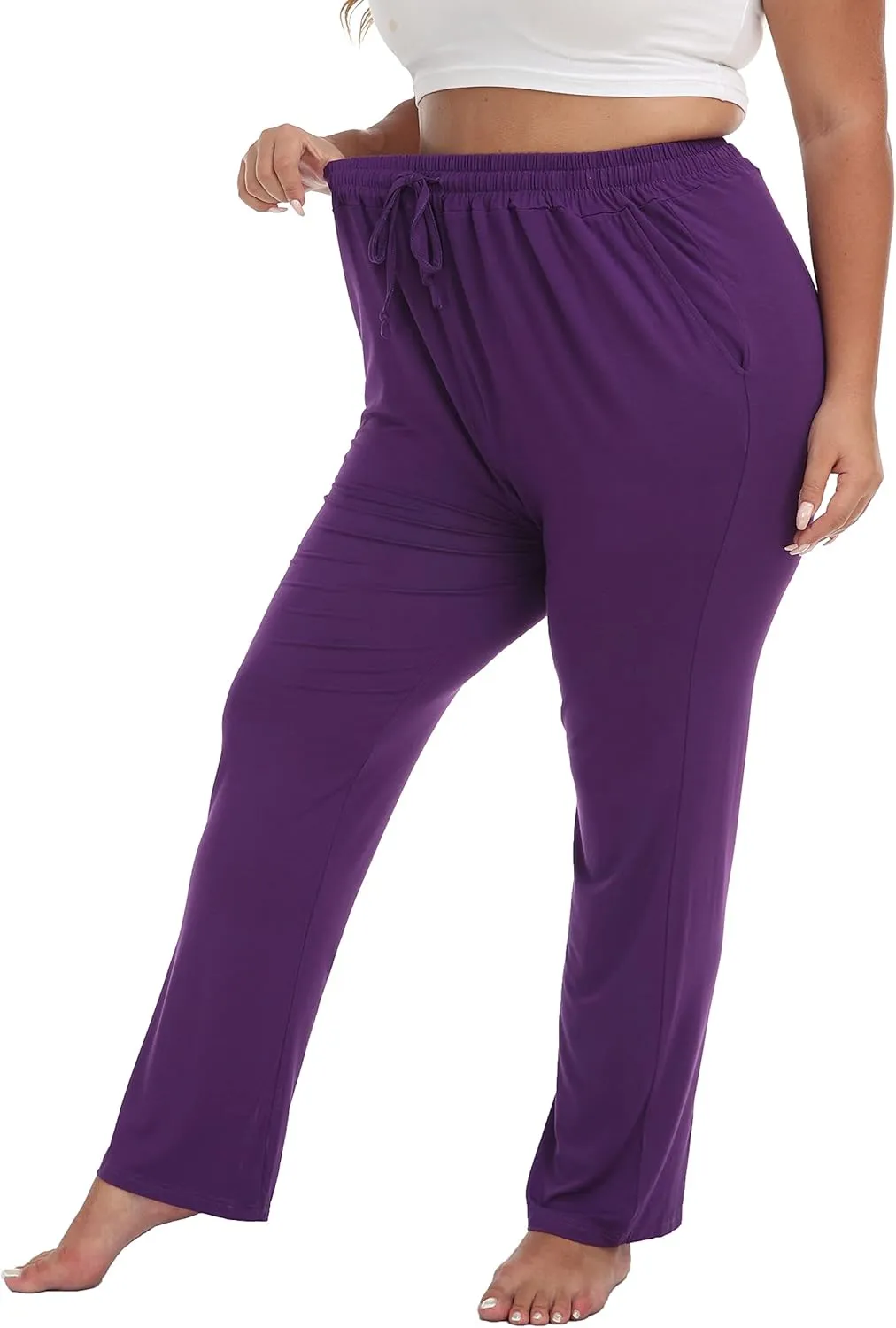 Cheapestbuy Women's Plus Size Comfy Lounge Pants Active Yoga Sweatpants Casual Stretchy Jogger Pants with Pockets Drawstring