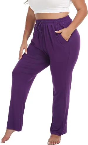 Cheapestbuy Women's Plus Size Comfy Lounge Pants Active Yoga Sweatpants Casual Stretchy Jogger Pants with Pockets Drawstring