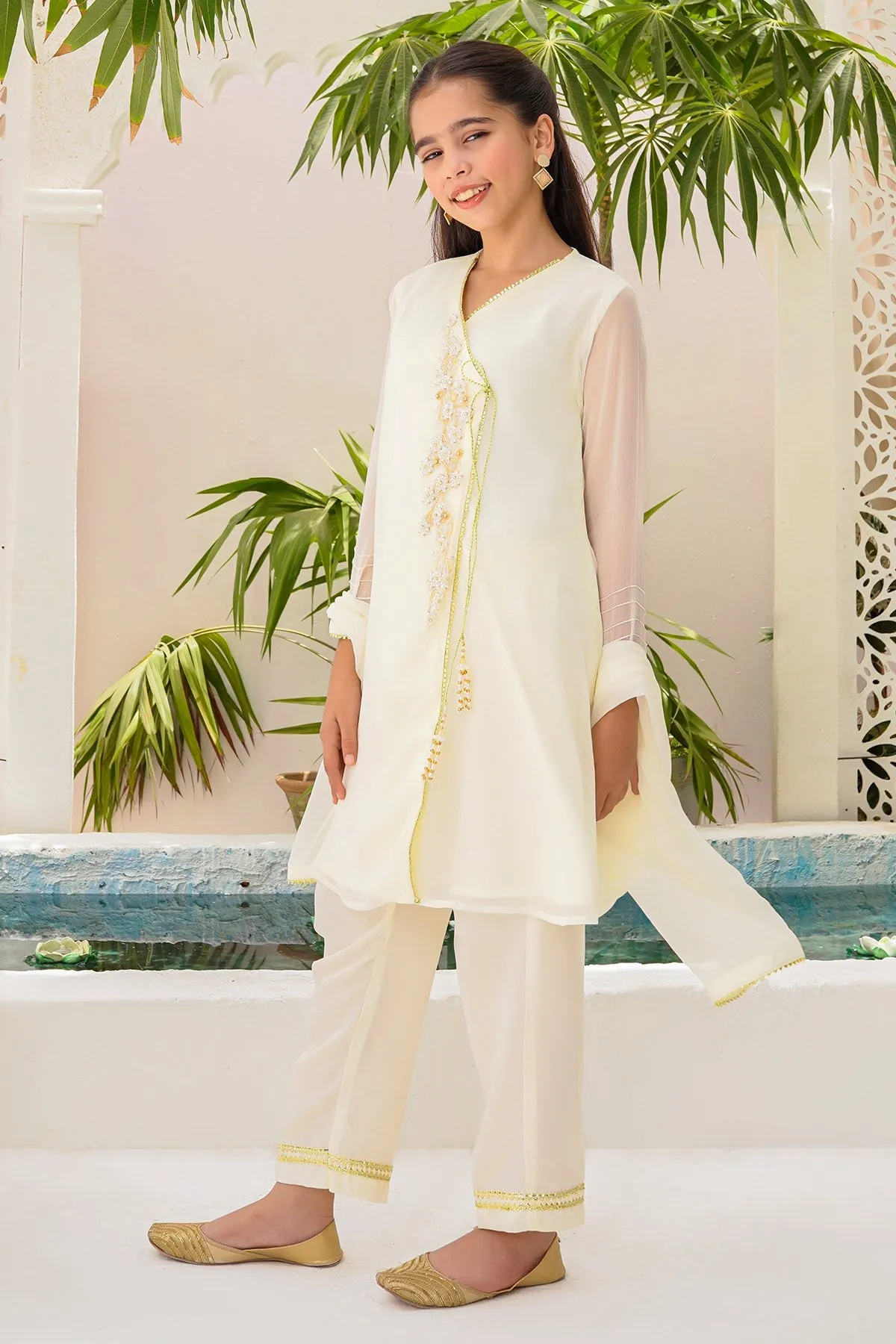 Chiffon Hand Adda Work 3 Pc Suit