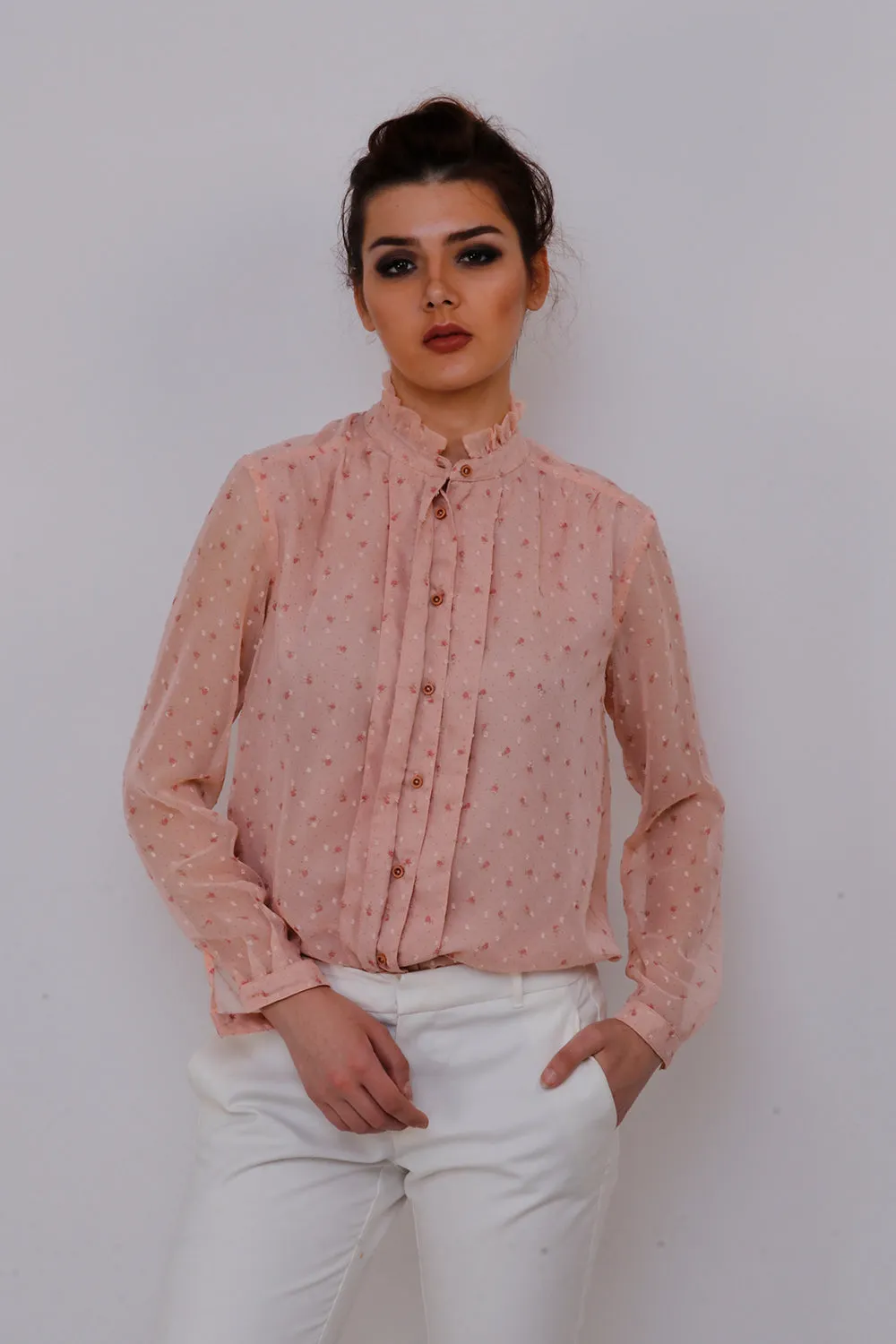 CHIFFON VINTAGE PRINT BUBBLE TOP
