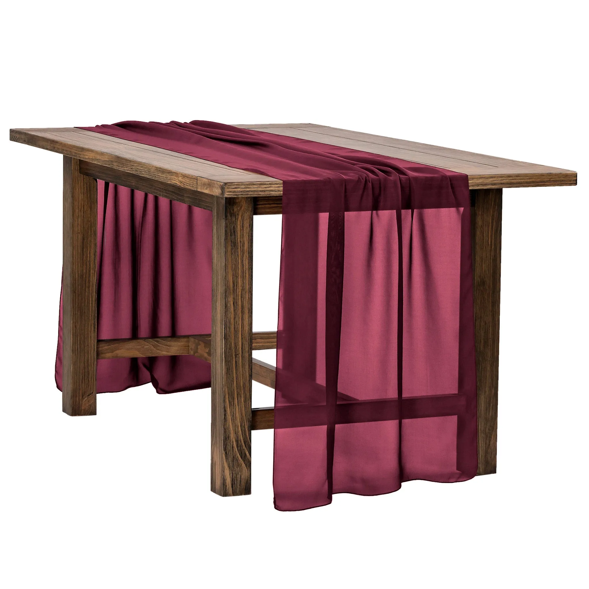 Chiffon Wedding Table Runner 10FT x 27" - Mulberry
