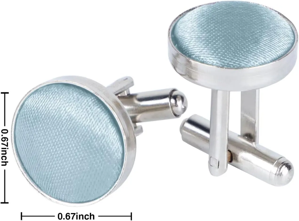 Classic Round Cufflinks for Men, Multi Colors, Silky Tuxedo Shirt Cuff Links for Wedding, Business, Prom