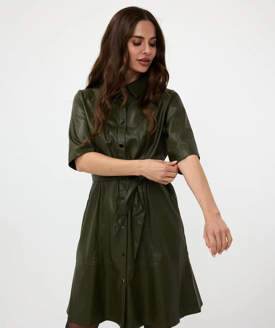 Front Tie Leather Dress