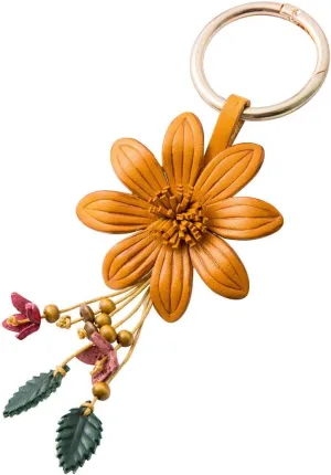 Genuine Leather Flower Tassel Keychain Car Keyring Fob Boho Accessorie for Women