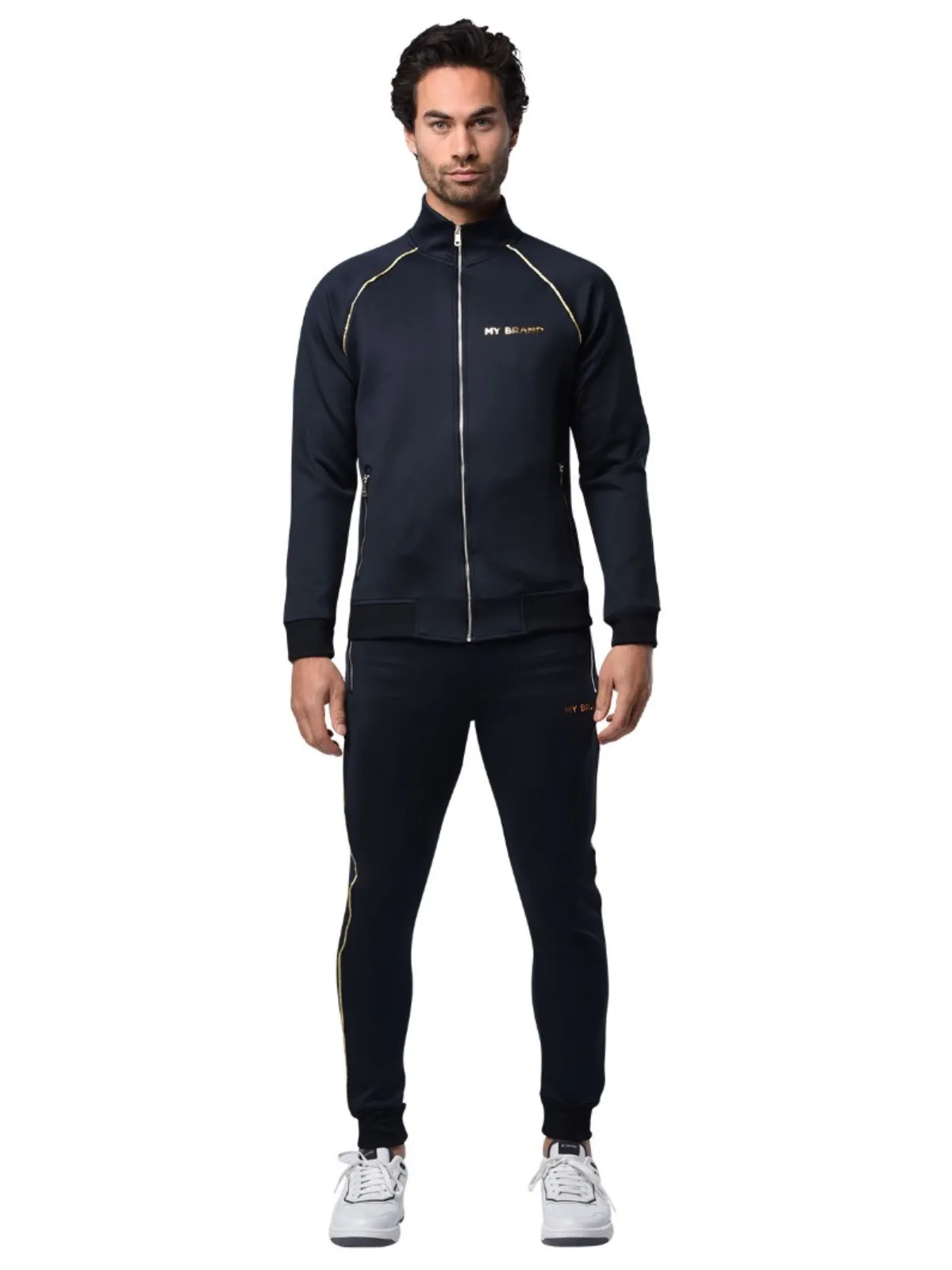 Gold Piping Tracksuit | BLACK