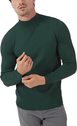 KINGBEGA Men Regular Fit Basic Lightweight Long Sleeve Pullover Top Mock Turtleneck T-Shirt