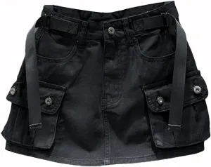 Kinghua Womens Mini Cargo Skirt Low Waist Y2k Short Denim Jean Skirt