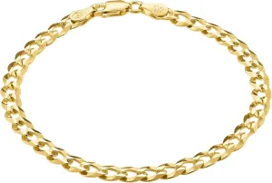 KISPER Mens Gold Bracelet 18K Gold Plated 925 Sterling Silver - 5mm Cuban Link Curb Chain & Figaro Link Bracelets for Men - Sizes 6.5,7,8,9 Inch