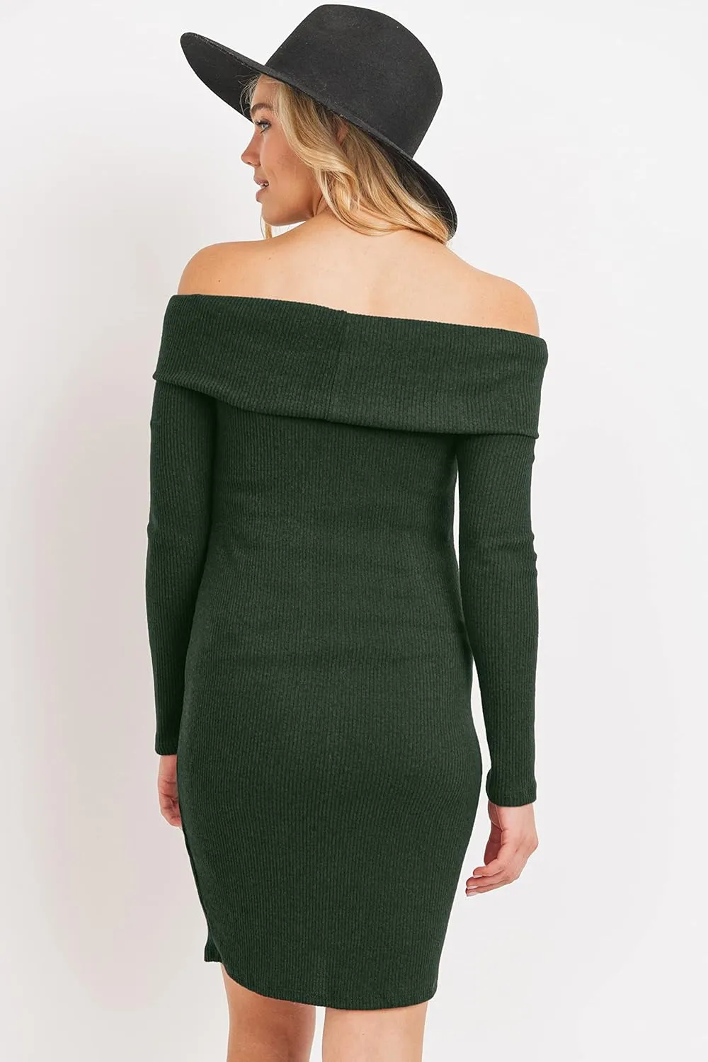 LaClef Women's Off Shoulder Sweater Knit Maternity Dress