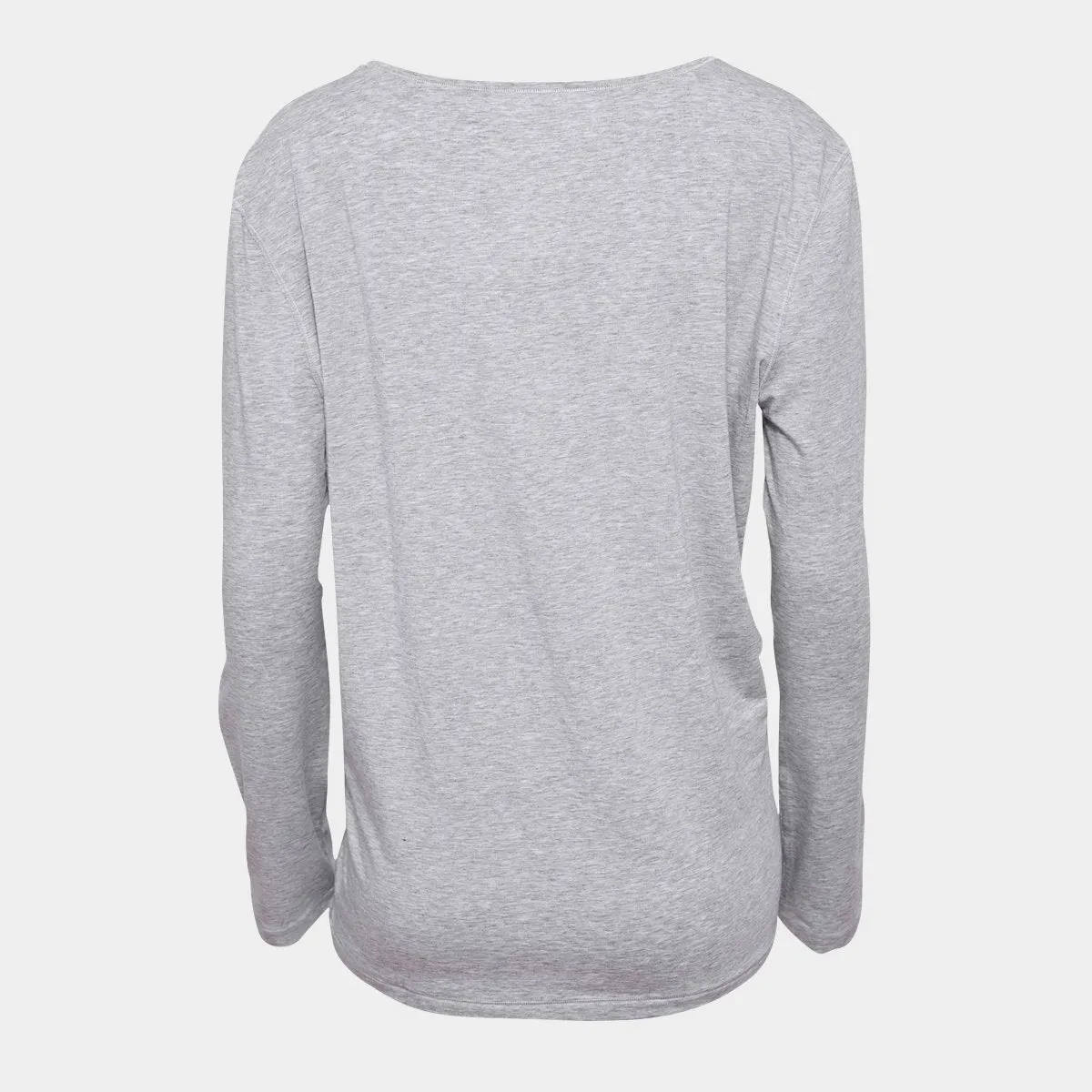 Lysegrå langærmet bambus T-shirt med rund hals