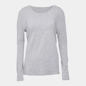 Lysegrå langærmet bambus T-shirt med rund hals
