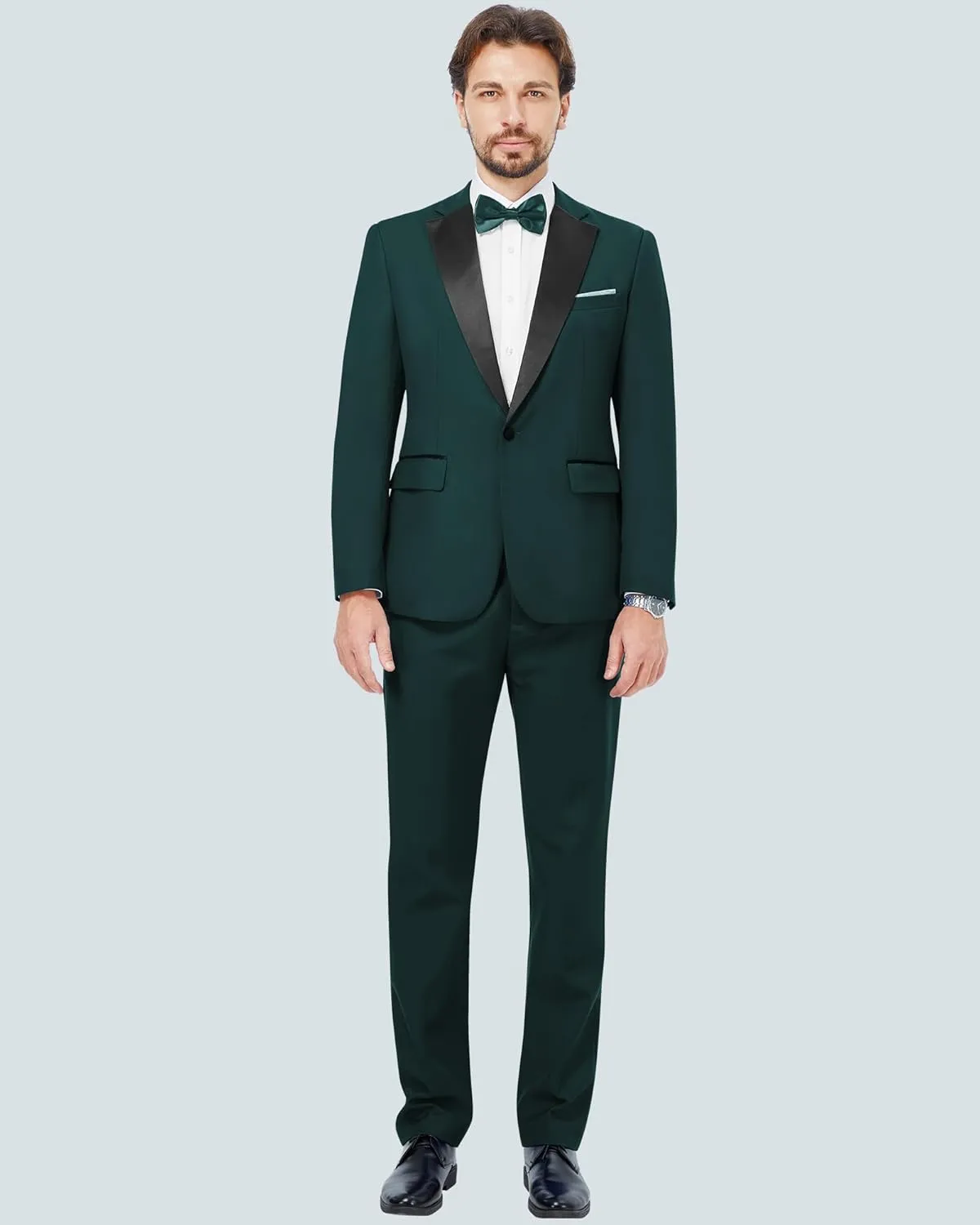 MAGE MALE Men's 2 Piece Suit One Button Slim Fit Formal Wedding Prom Tuxedo Suits Blazer Pants with Bow Tie Set