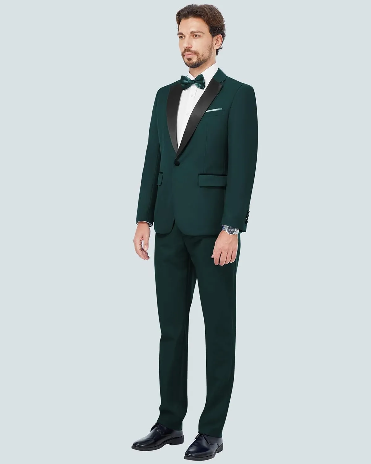 MAGE MALE Men's 2 Piece Suit One Button Slim Fit Formal Wedding Prom Tuxedo Suits Blazer Pants with Bow Tie Set