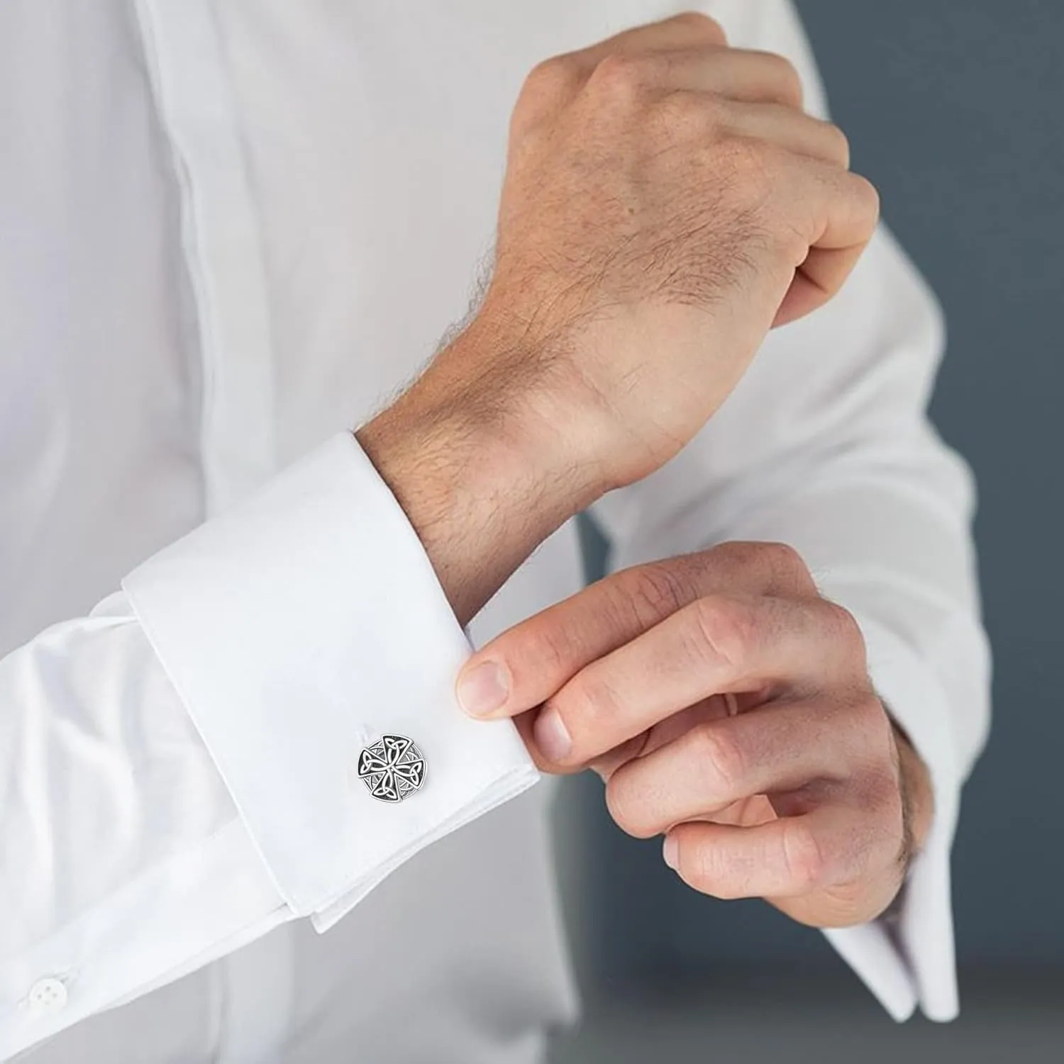 Mens Cufflinks 925 Sterling Silver Celtic Knot Elephant Wolf Tuxedo Cufflinks for Men Cubic Zirconia Cufflinks Business Wedding Father's Day Jewelry