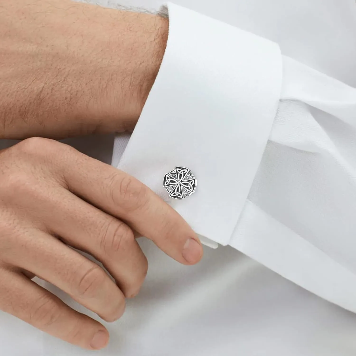 Mens Cufflinks 925 Sterling Silver Celtic Knot Elephant Wolf Tuxedo Cufflinks for Men Cubic Zirconia Cufflinks Business Wedding Father's Day Jewelry
