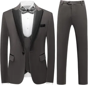 Mens Velvet 3 Piece Suits Slim Fit Peaked Lapel One Button Tuxedo Dinner Jacket Vest Pants Suit Set