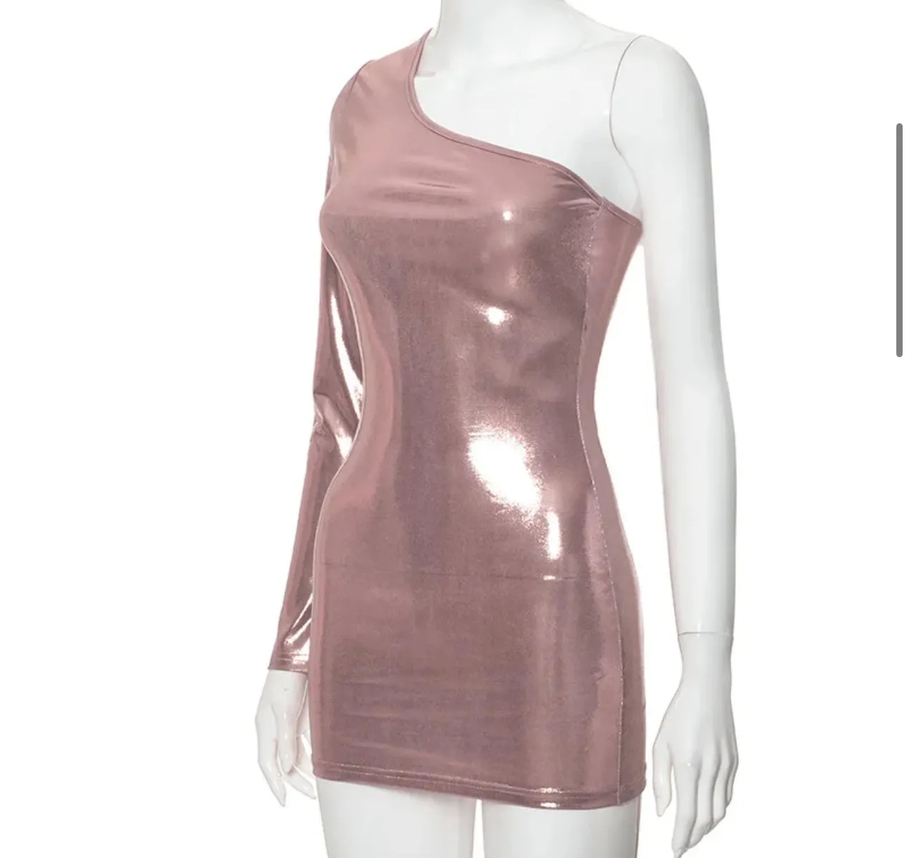 Metallic pink mini dress