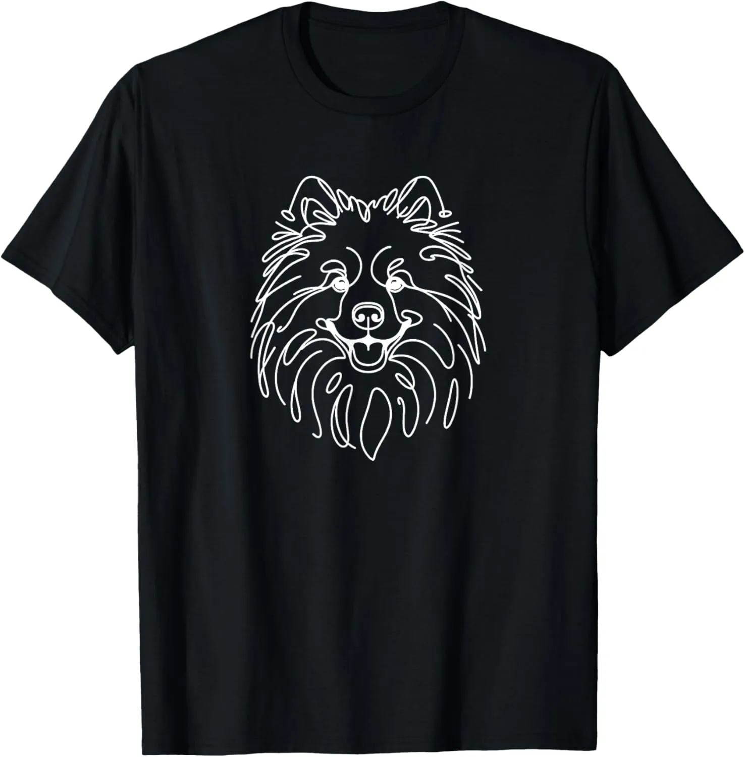Minimalist Dog Line Art Keeshond Lovers T-Shirt
