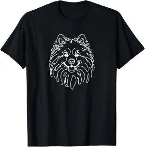 Minimalist Dog Line Art Keeshond Lovers T-Shirt