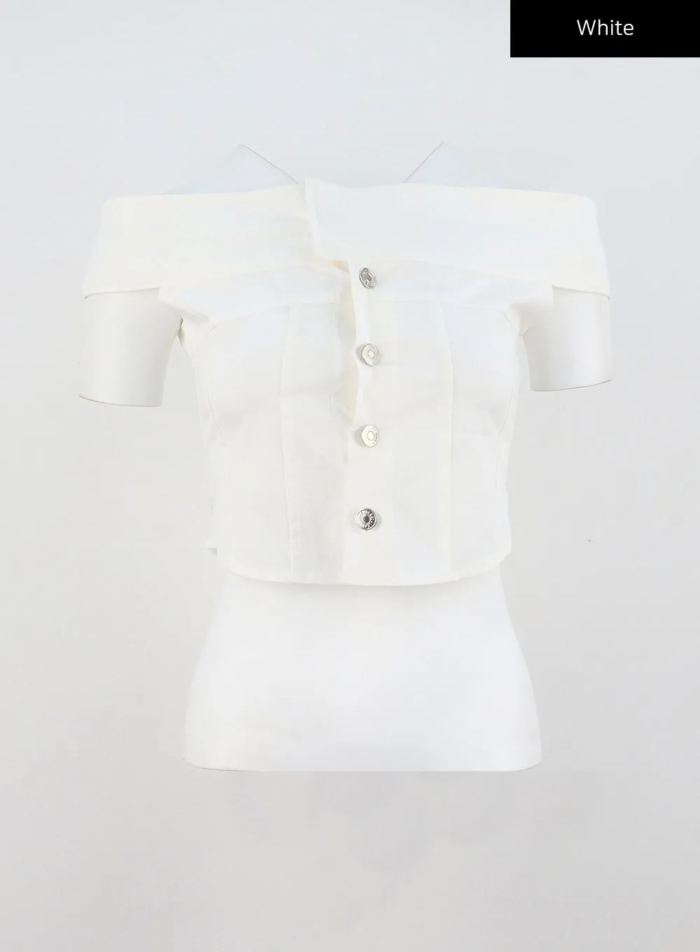 Off-Shoulder Button Top CU323