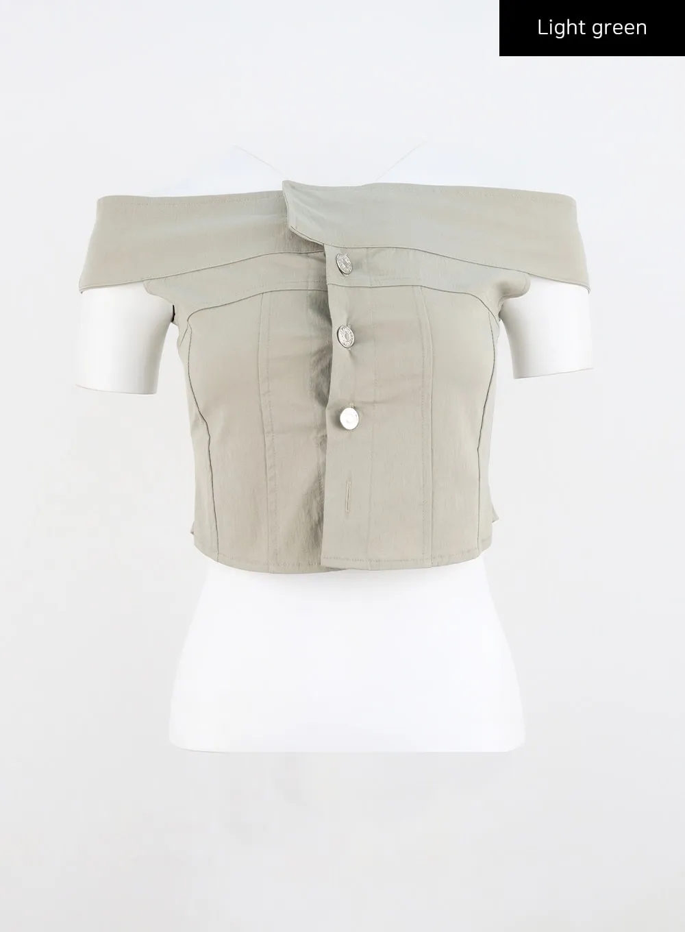 Off-Shoulder Button Top CU323