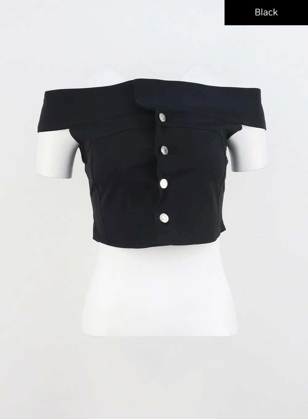 Off-Shoulder Button Top CU323
