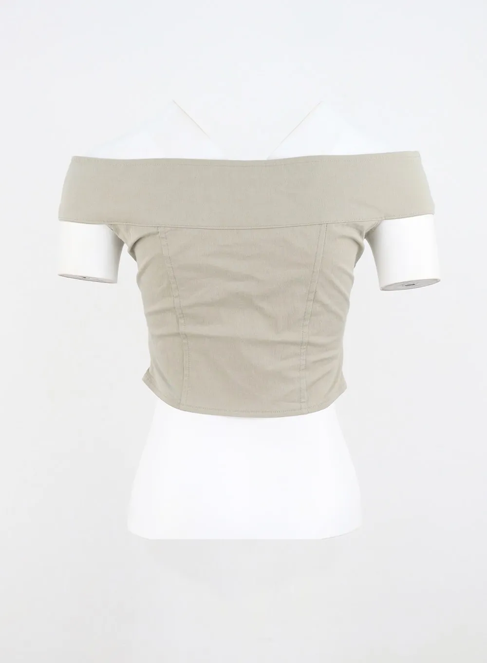Off-Shoulder Button Top CU323