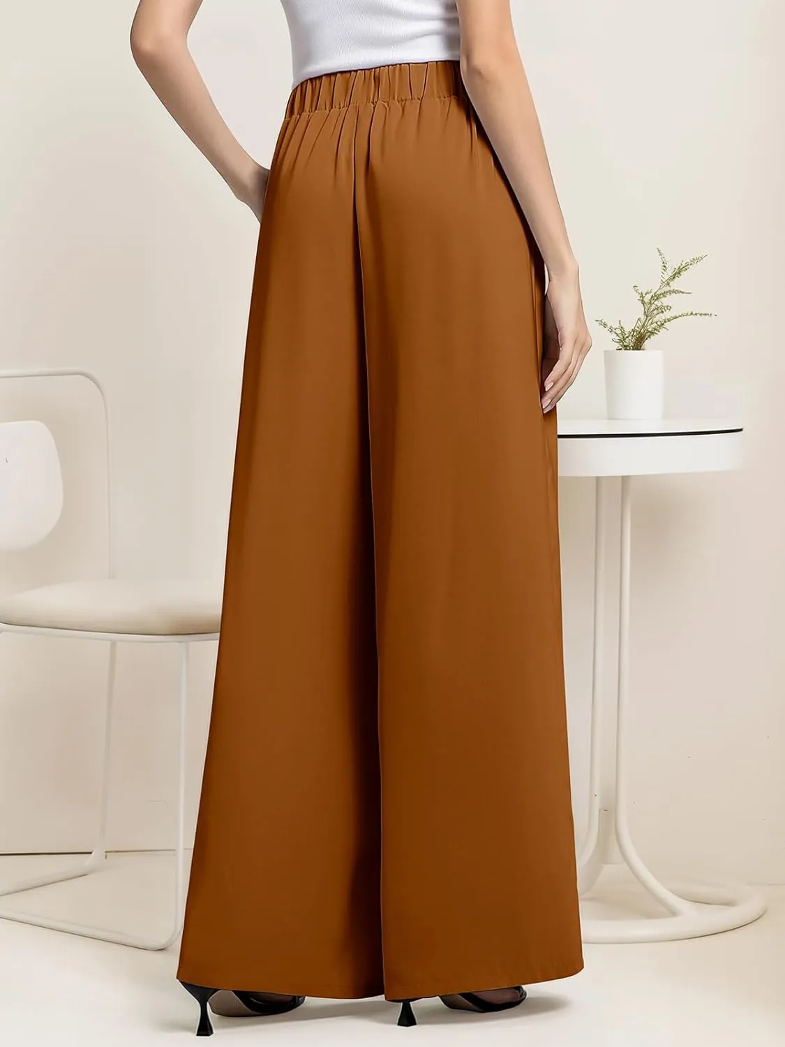 QIANXIZHAN Women's Wide Leg Pants, High Waisted Palazzo Pants Dressy Summer Flowy Casual Lounge Work Dress Pants Trousers WL