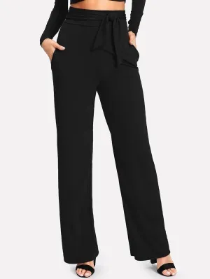 Self Tie Wide Leg Pants