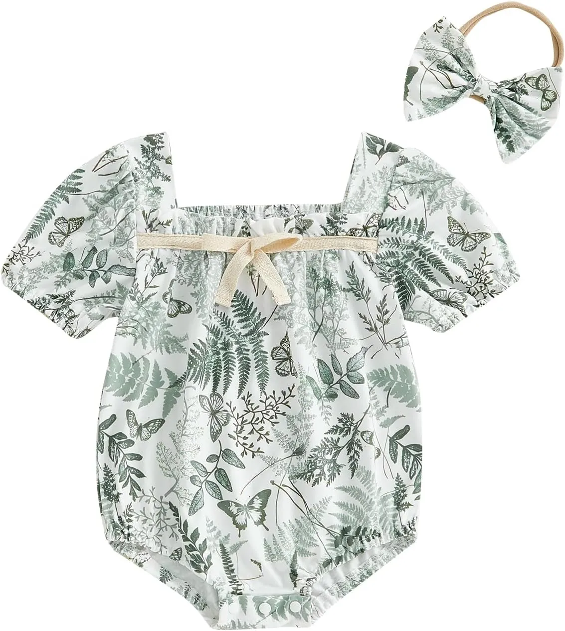 Summer Outfit Baby Girl Short Sleeve Romper Bodysuit Jumpsuit Striped Embroidered Mallard Duck Clothes