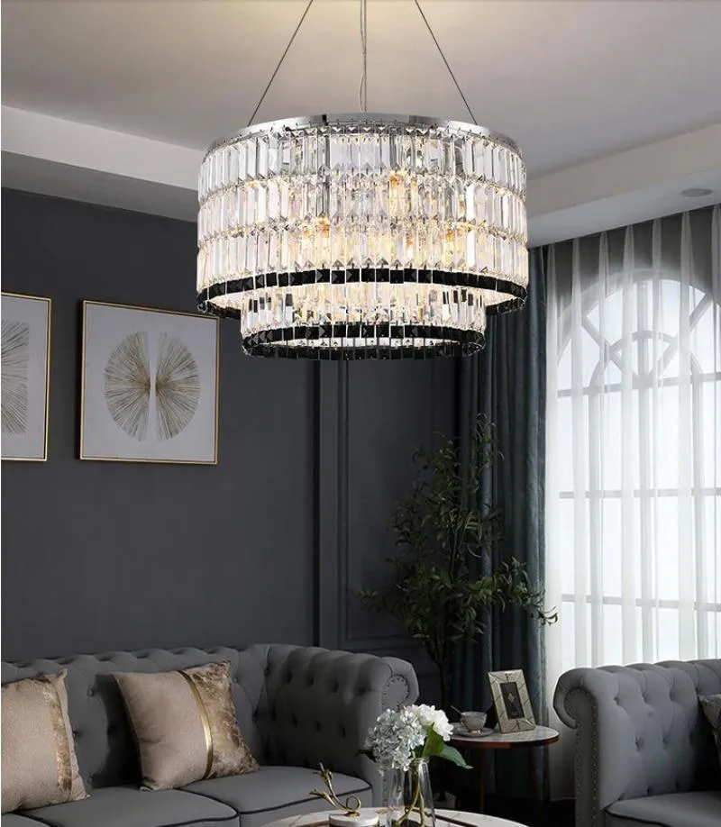 Tuxedo Crystal Chandelier - Round