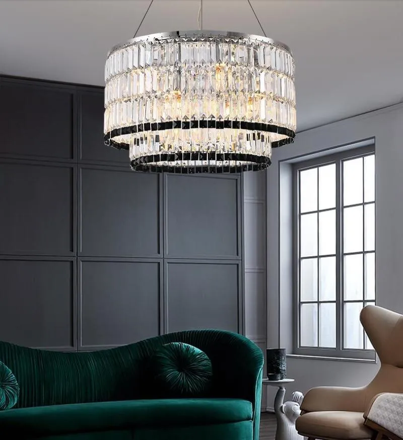 Tuxedo Crystal Chandelier - Round