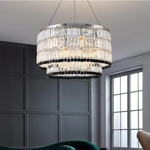 Tuxedo Crystal Chandelier - Round