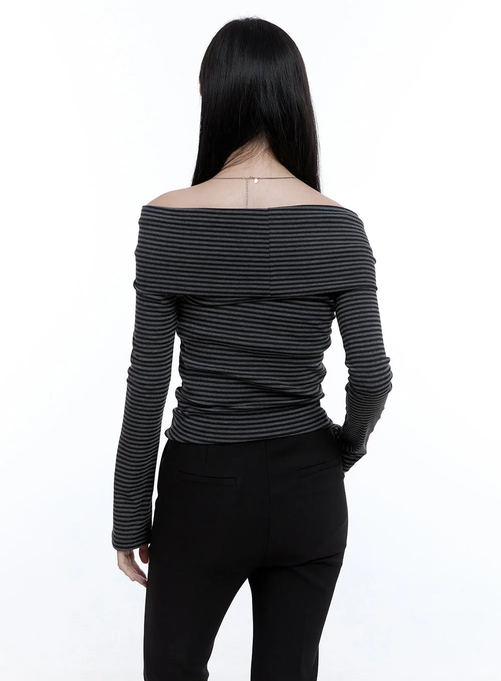 Twist Stripe Off-Shoulder Top OO429