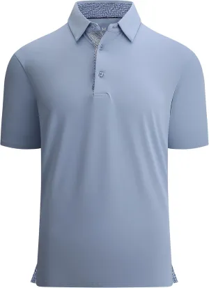 WARHORSEE Mens Golf Shirt Short Sleeve Striped Golf Polo Shirts for Men Moisture Wicking Performance Dry Fit Polo Shirts