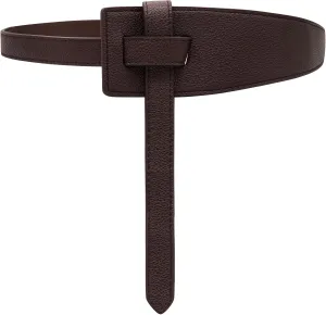 Women Faux Leather Tie Belt Knotted Wide Waist Belt for Jeans Jumpsuit Coat Dress