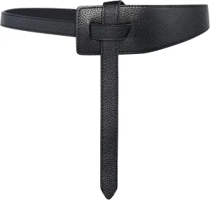 Women Faux Leather Tie Belt Knotted Wide Waist Belt for Jeans Jumpsuit Coat Dress
