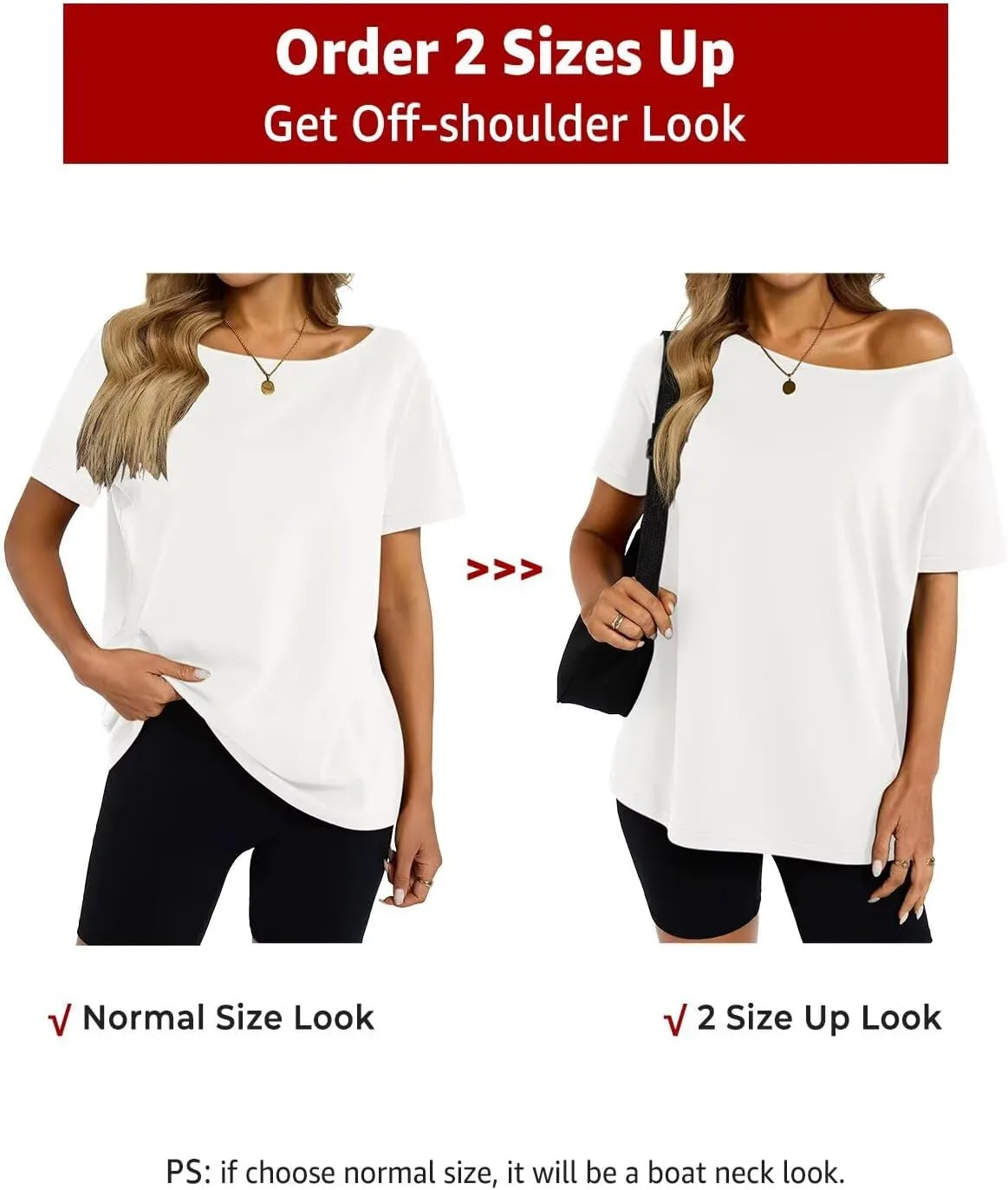 Womens Cotton Oversized Tshirts Boat Neck Off Shoulder Short Sleeve Tops Loose Fit Summer Streetwear Clothes