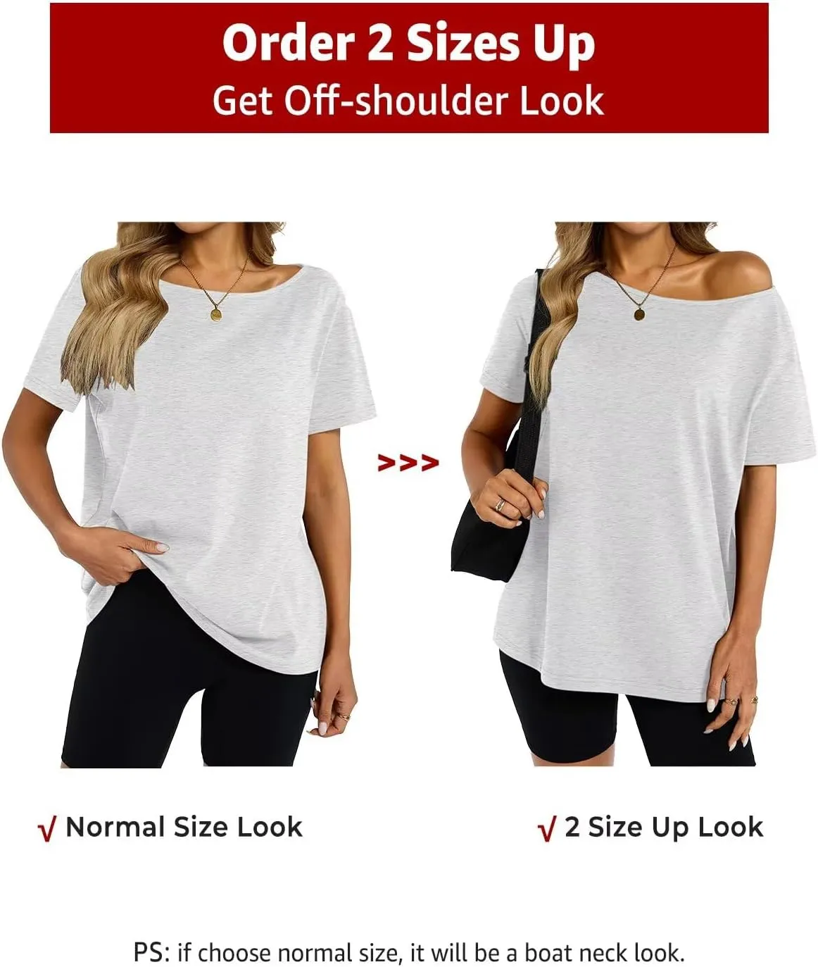 Womens Cotton Oversized Tshirts Boat Neck Off Shoulder Short Sleeve Tops Loose Fit Summer Streetwear Clothes
