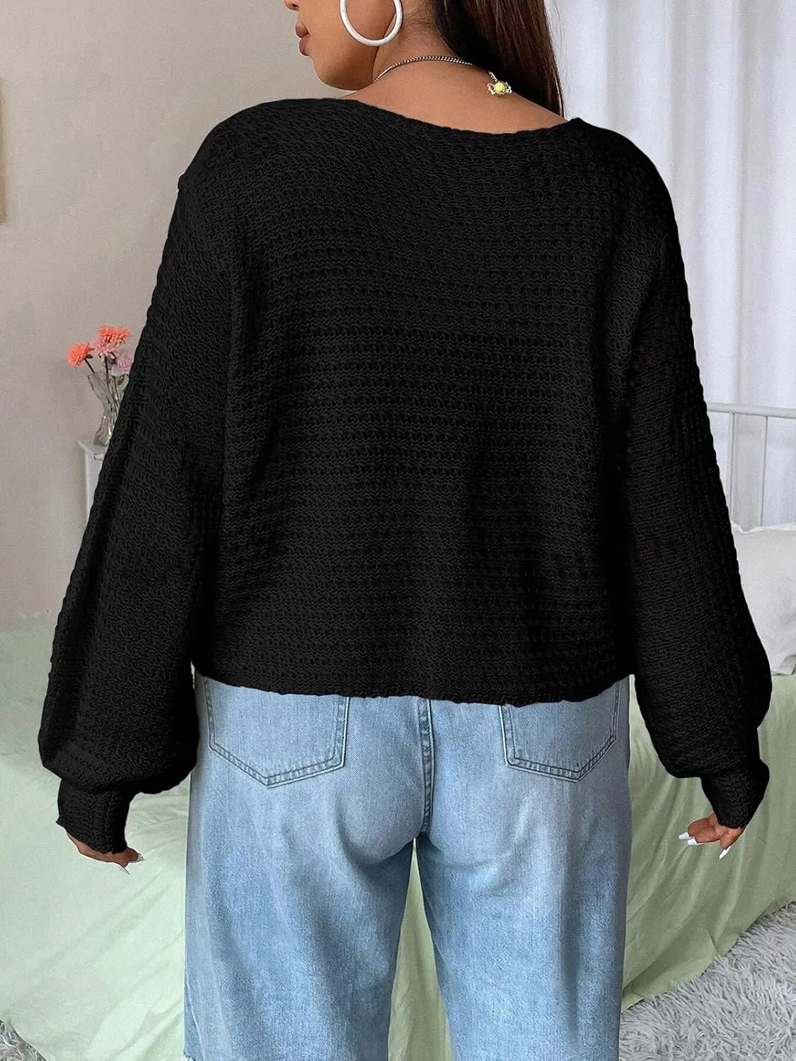 Women's Plus Size Cardigan Boutique Summer Top Hollow Out Open Knit Sweater Ladies Tie Front Shrug, Go with Tank Top