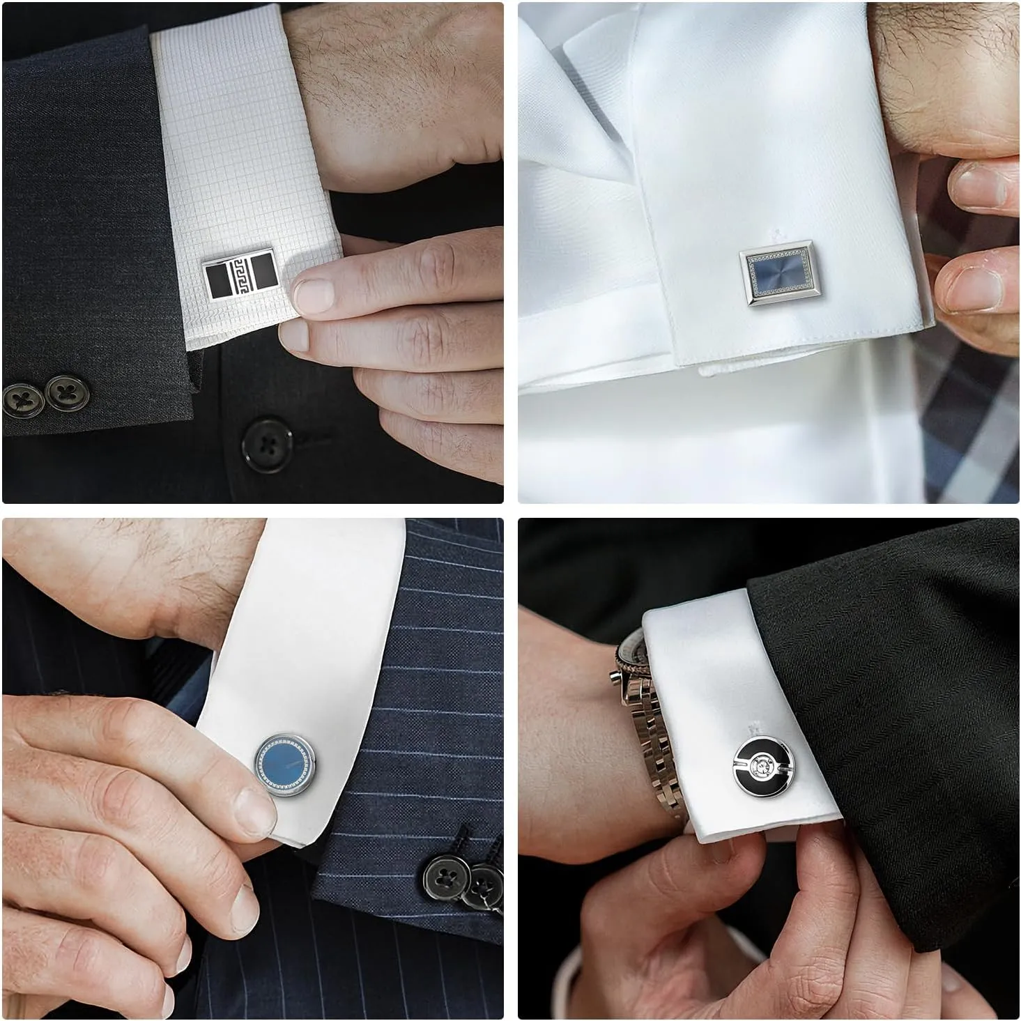 wynameleri Cufflinks Set 6 Pairs for Men, Business Formal Shirts Buttons Cuff Link Packed in Case