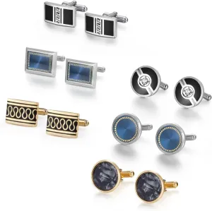 wynameleri Cufflinks Set 6 Pairs for Men, Business Formal Shirts Buttons Cuff Link Packed in Case